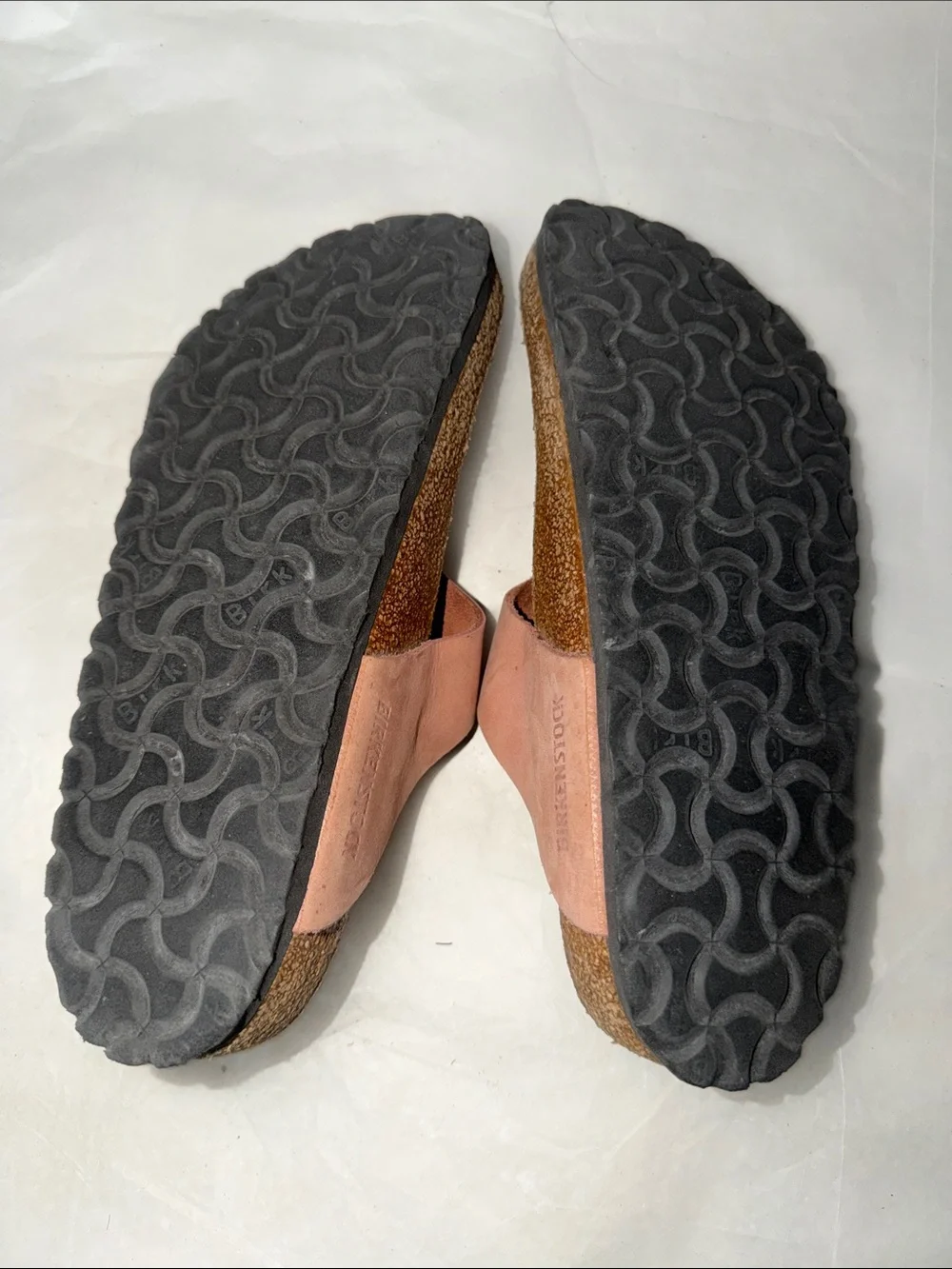 Women's Pink Toe-Post Cork Footbed Sandals with Gold Buckles size 38